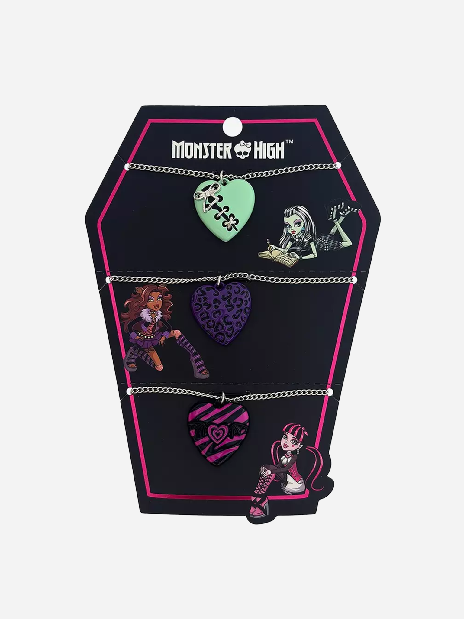 Monster High Frankie Stein Draculaura Clawdeen Wolf Necklace Set