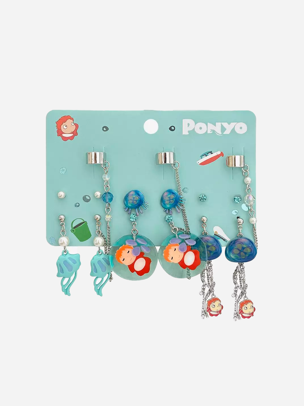 Ponyo Aquatic Creatures Cuff Earring Set