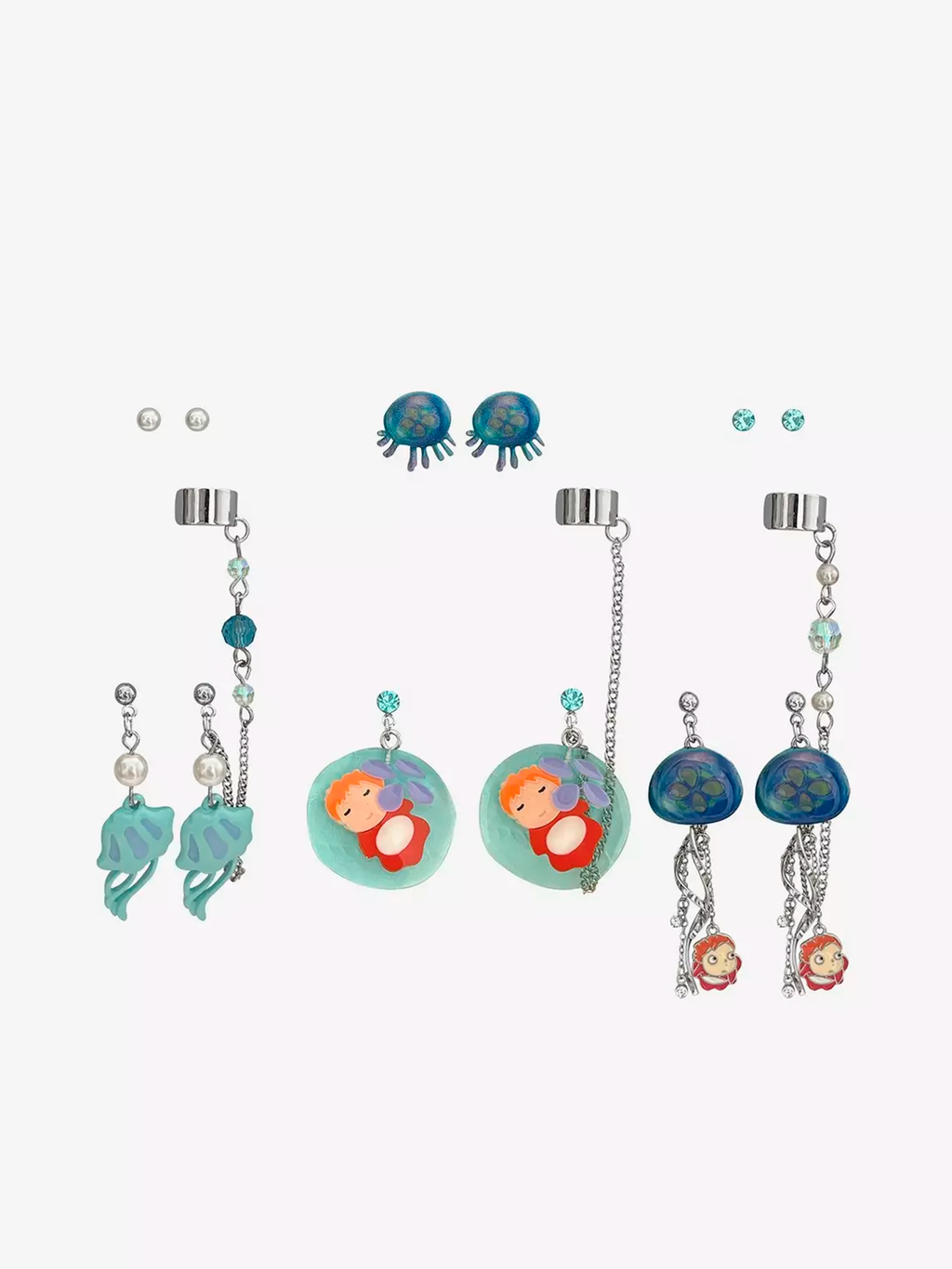 Ponyo Aquatic Creatures Cuff Earring Set