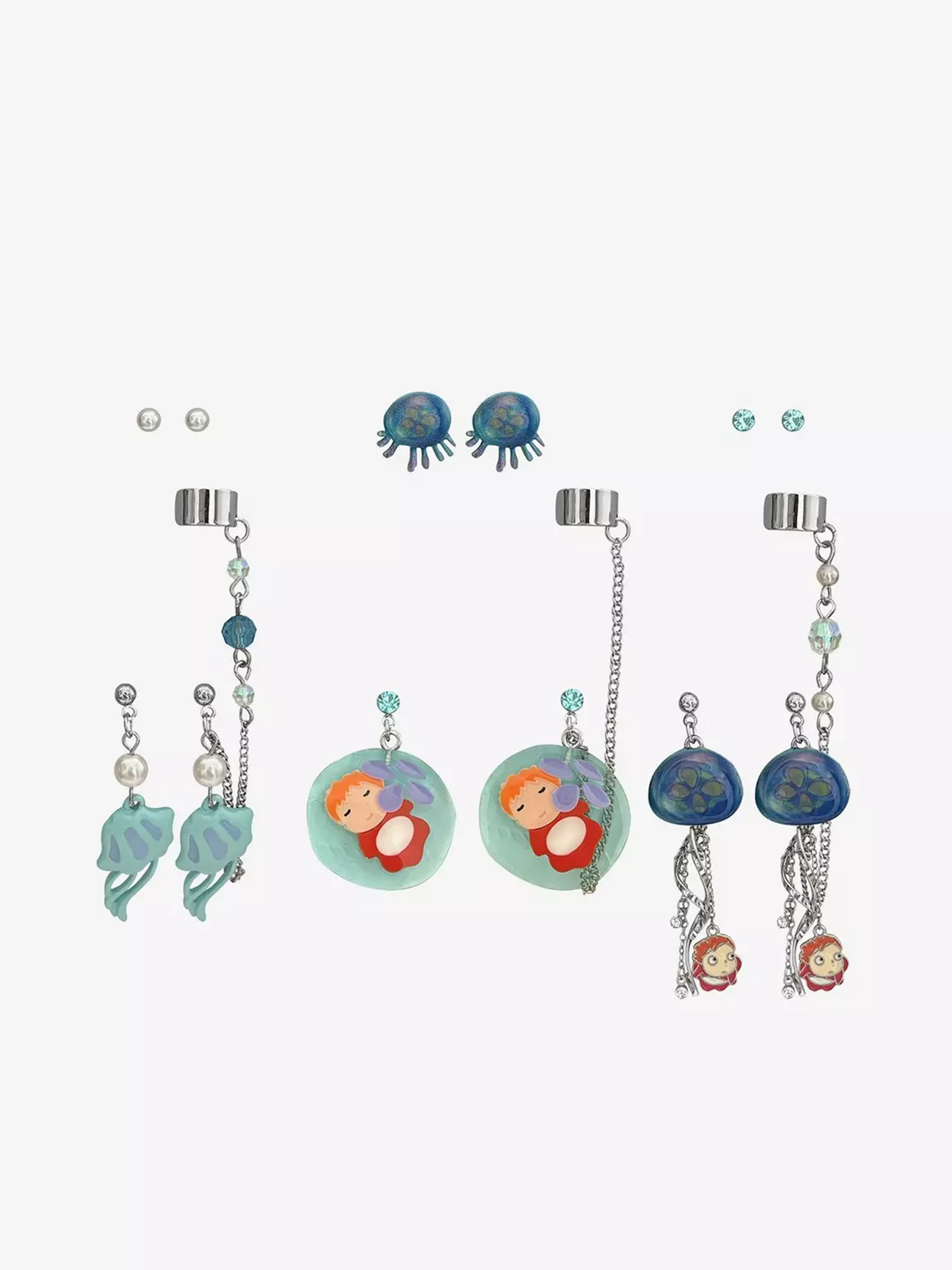 Ponyo Aquatic Creatures Cuff Earring Set