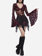 Pursuit Of Blood Mesh Bodysuit Red