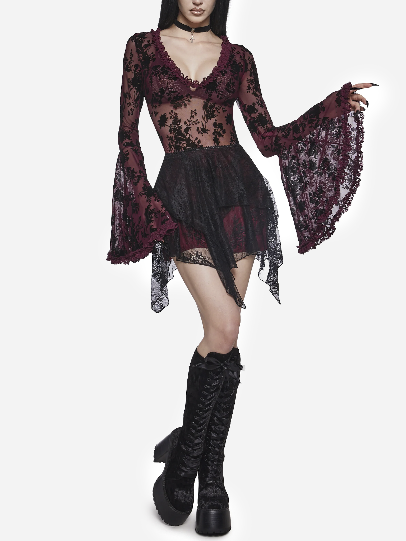 Pursuit Of Blood Mesh Bodysuit Red