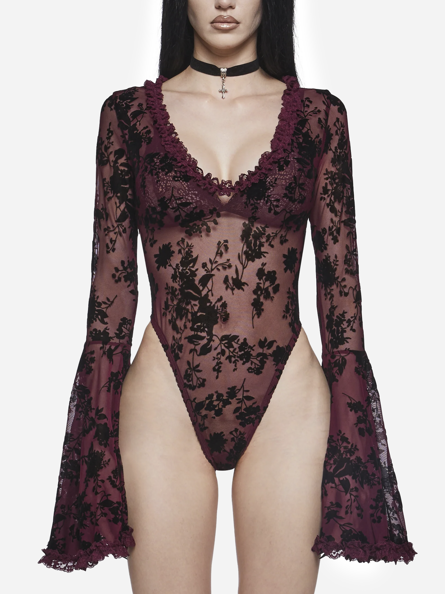 Pursuit Of Blood Mesh Bodysuit Red