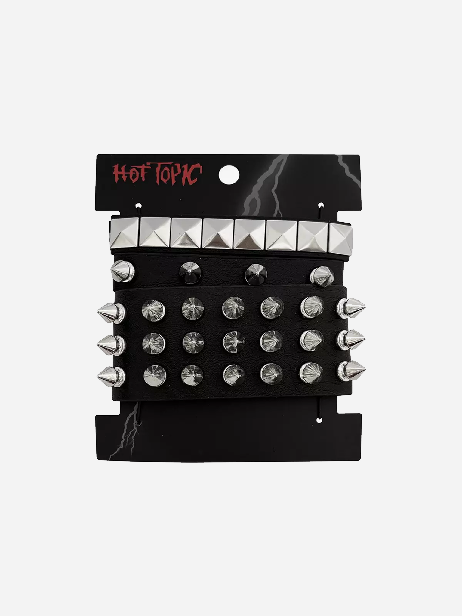 Pyramid Stud Spike Faux Leather Bracelet Set