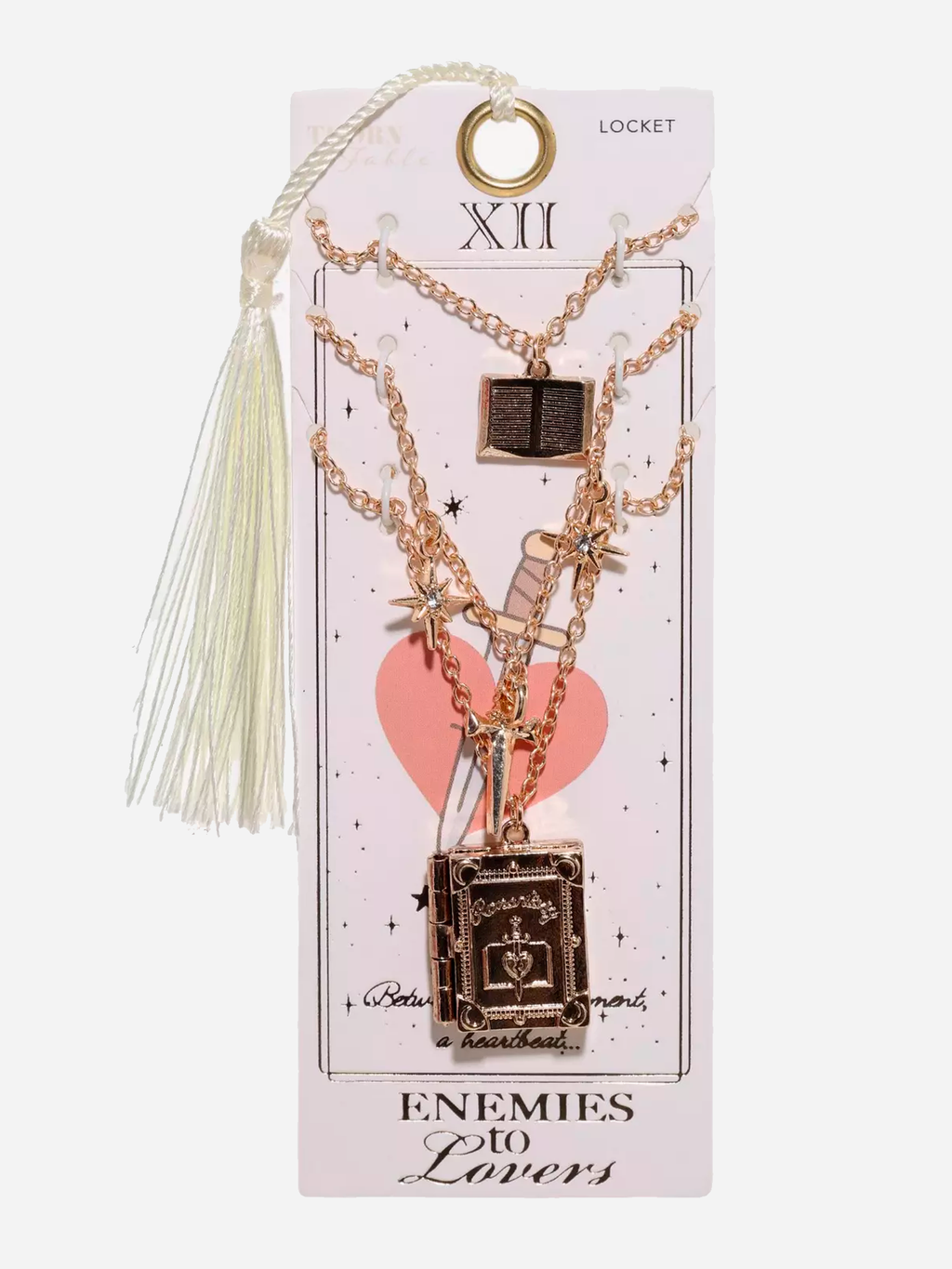 Romantasy Enemies To Lovers Book Locket Necklace Set
