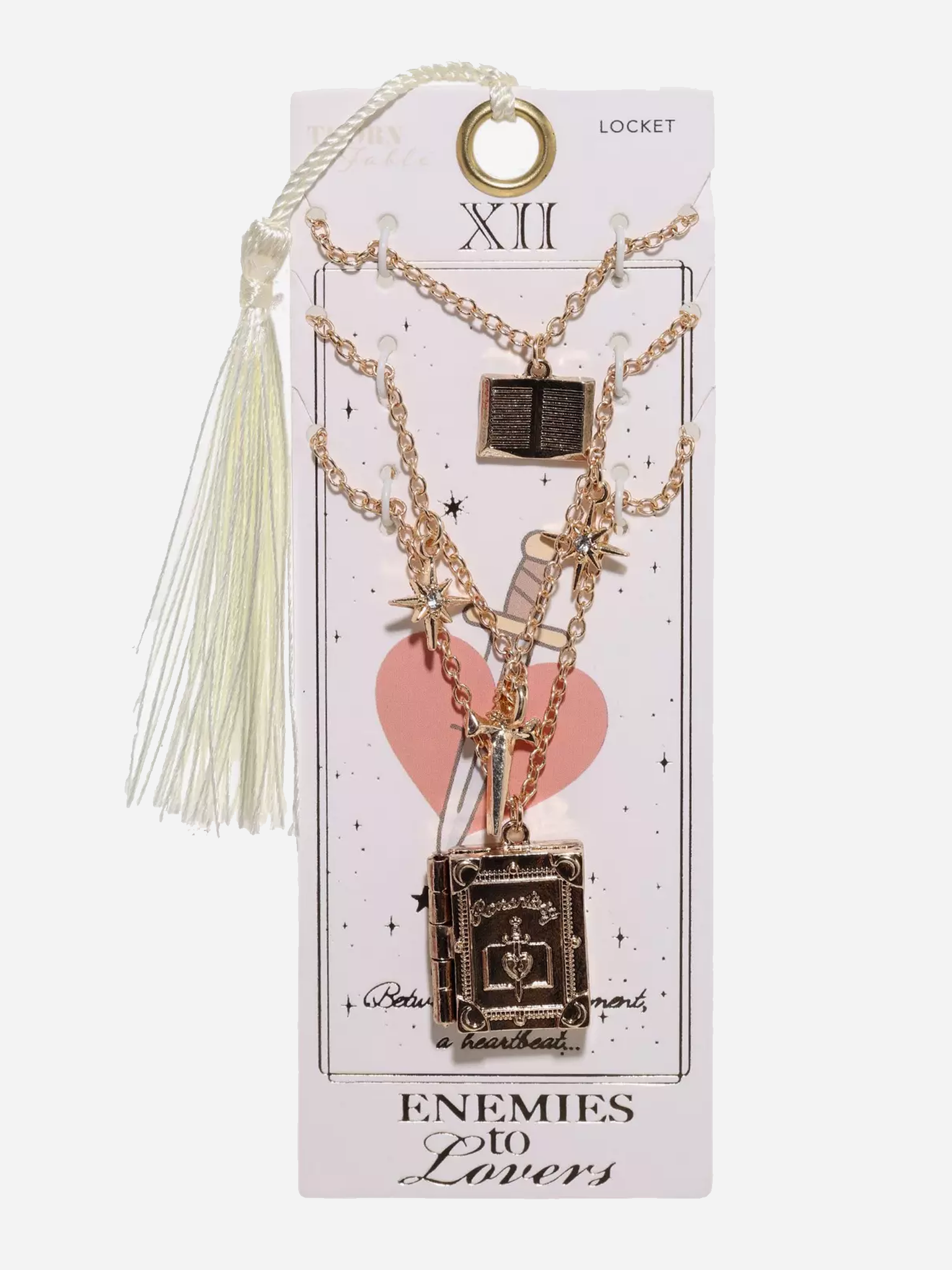 Romantasy Enemies To Lovers Book Locket Necklace Set