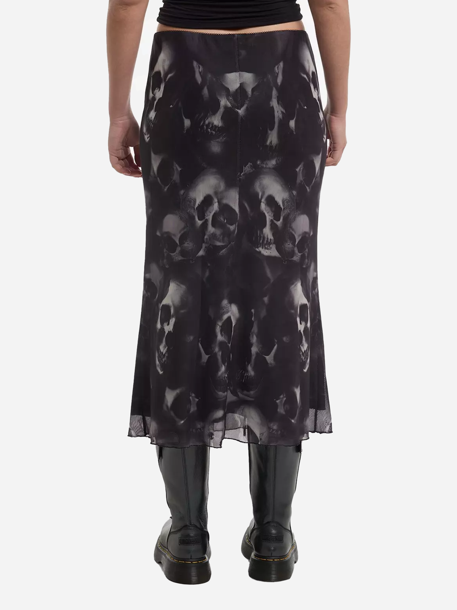 Shadowy Skulls Midi Skirt