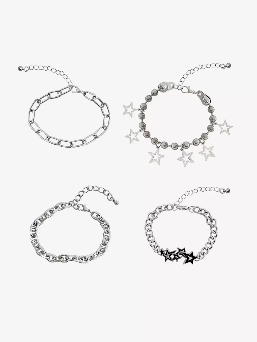 Silver Star Chain Bracelet Set