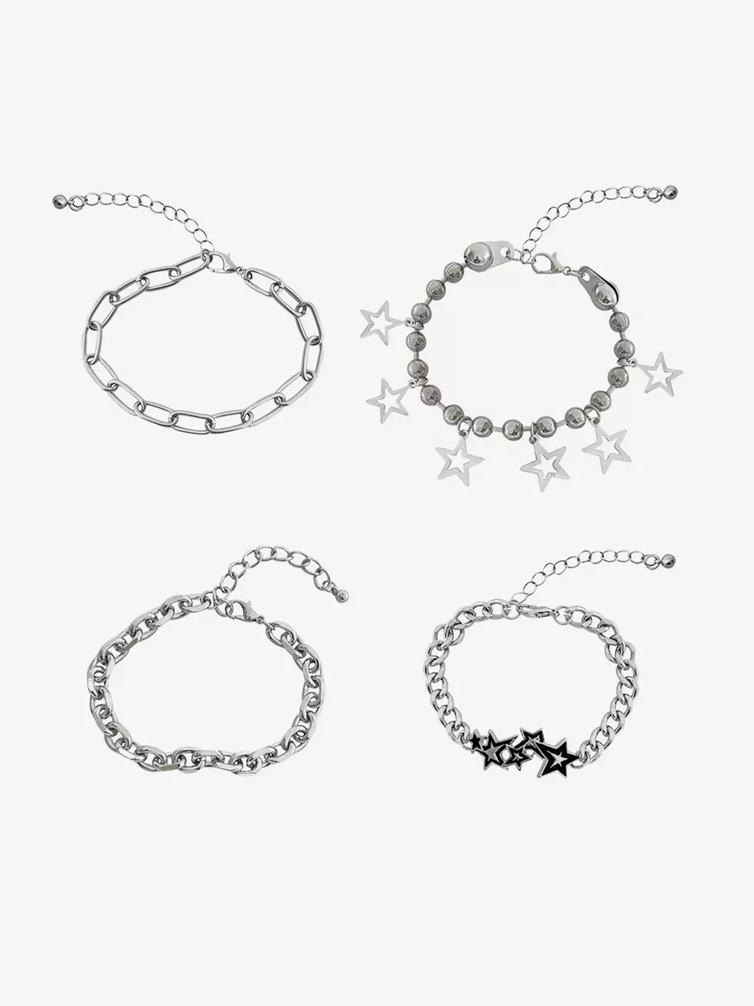 Silver Star Chain Bracelet Set