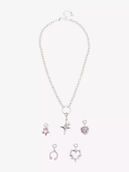 Social Collision Cyber Heart Pink Star Necklace Charm Set