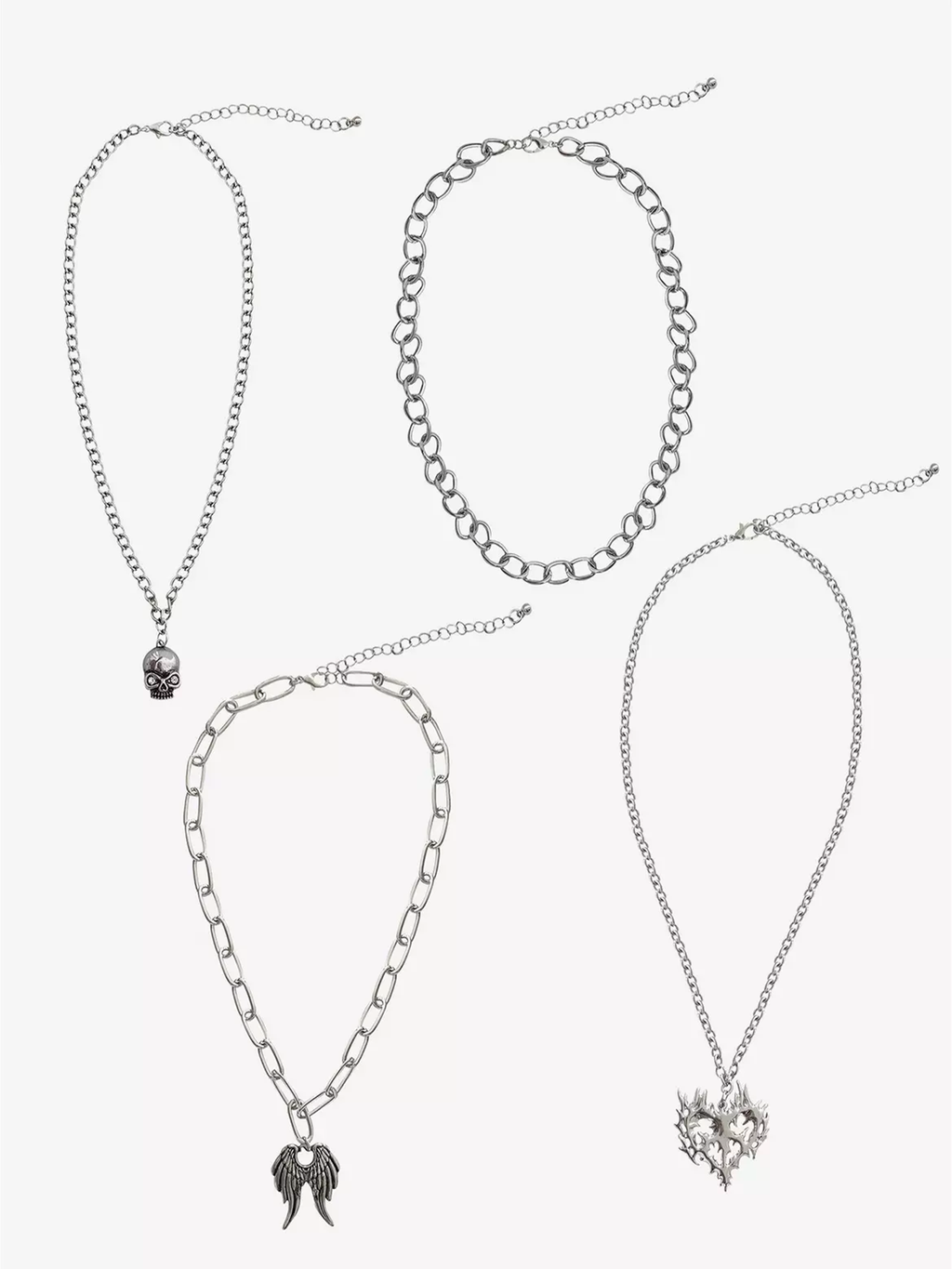 Social Collision Cyber Heart Skull Necklace Set