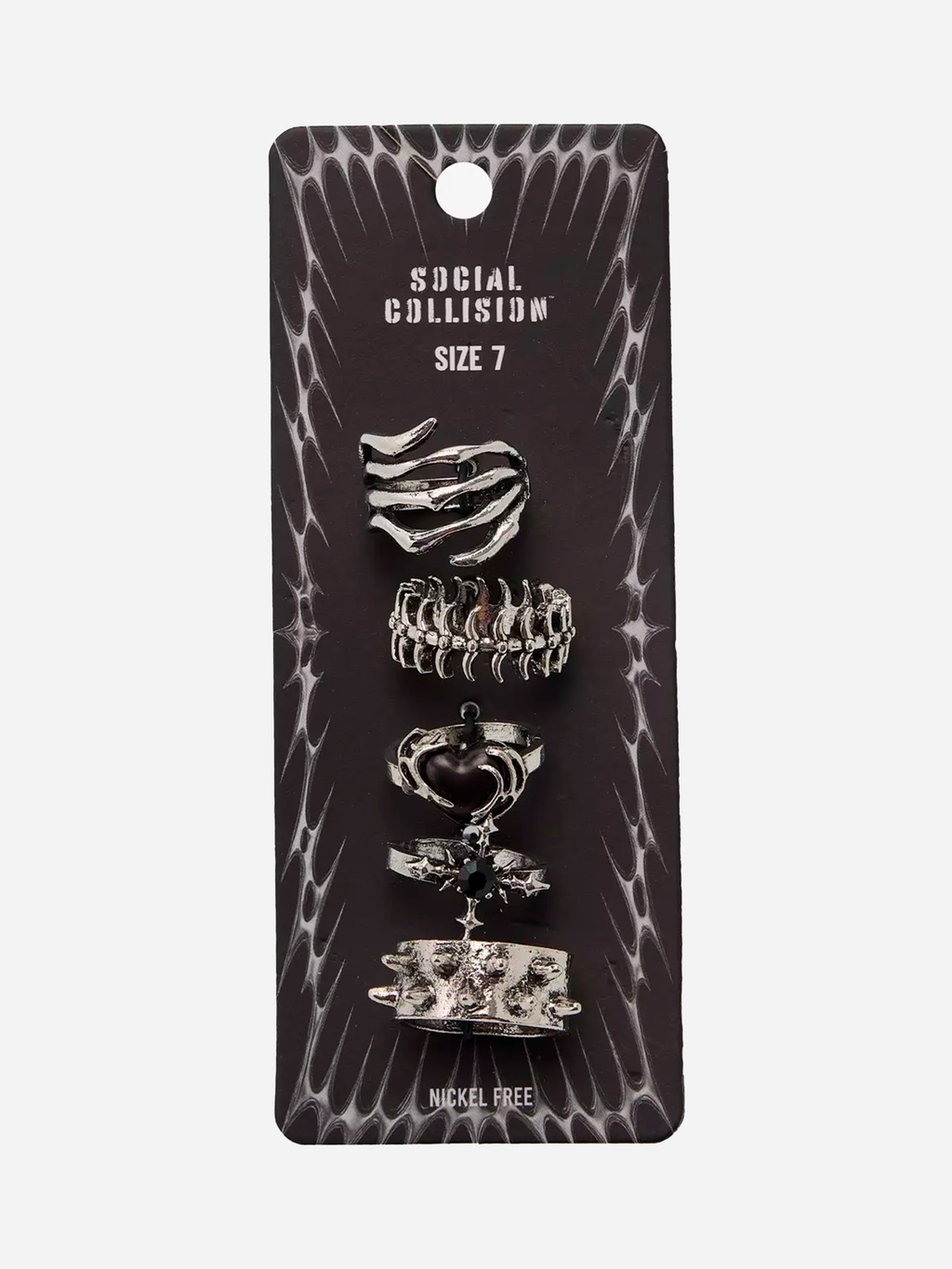 Social Collision Cyber Spike Cross Ring Set