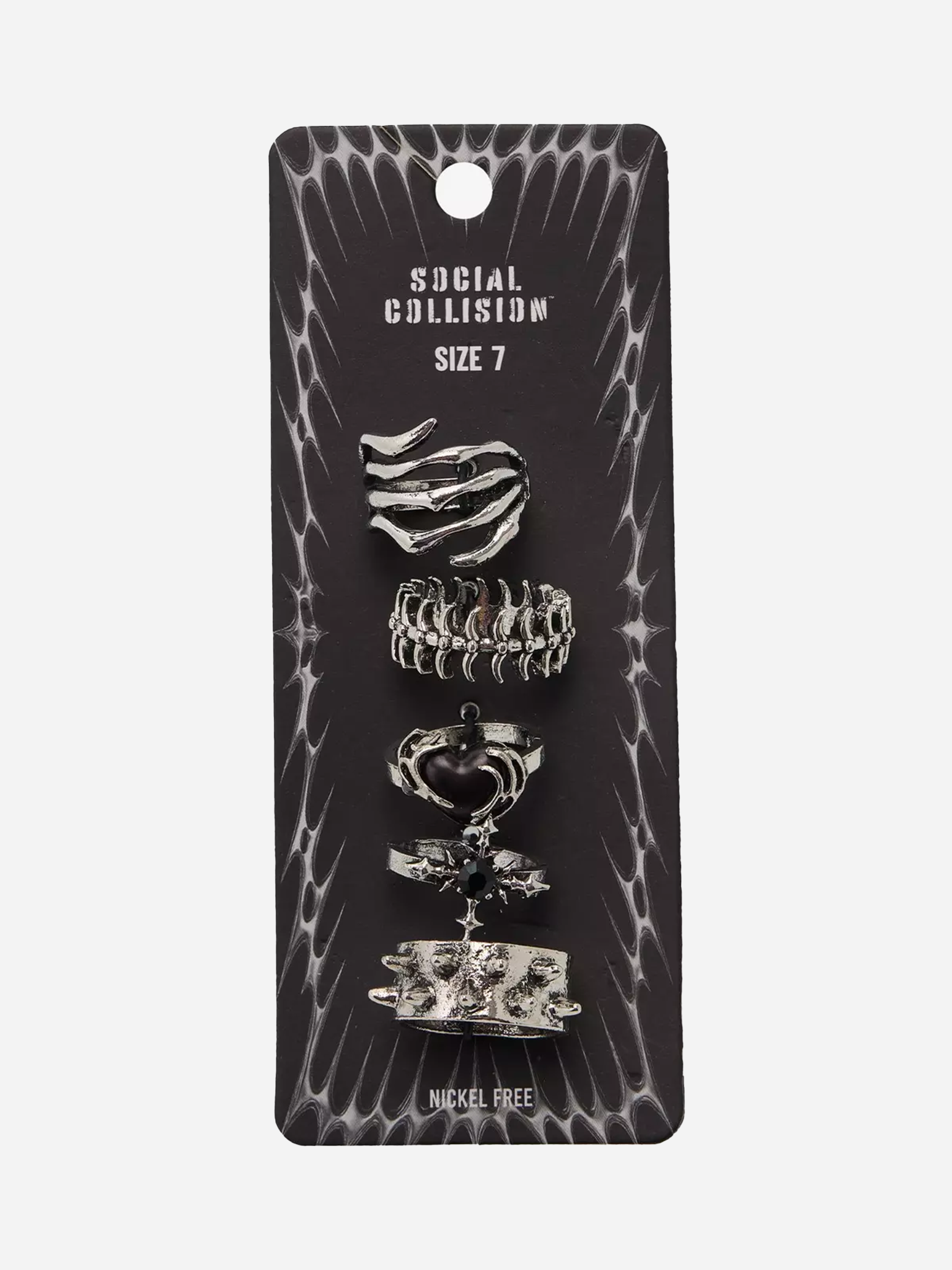 Social Collision Cyber Spike Cross Ring Set