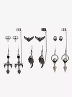 Social Collision Skull Wing Cuff Earring Set