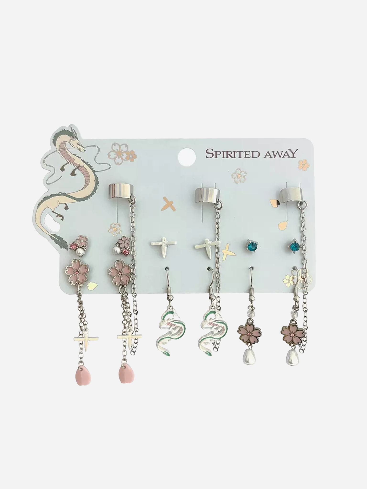 Spirited Away Haku Cherry Blossom Earring Set