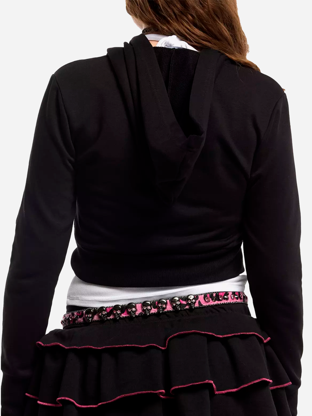 Sweet Society Pink Cross Chain Girls Extreme Crop Hoodie