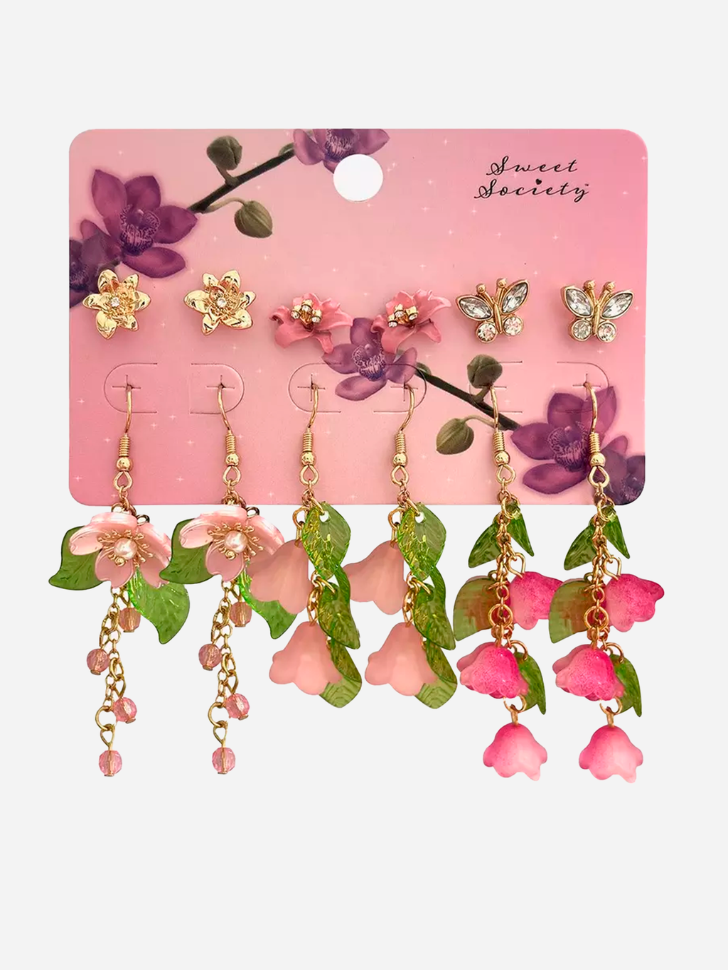 Sweet Society Pink Florals Earring Set