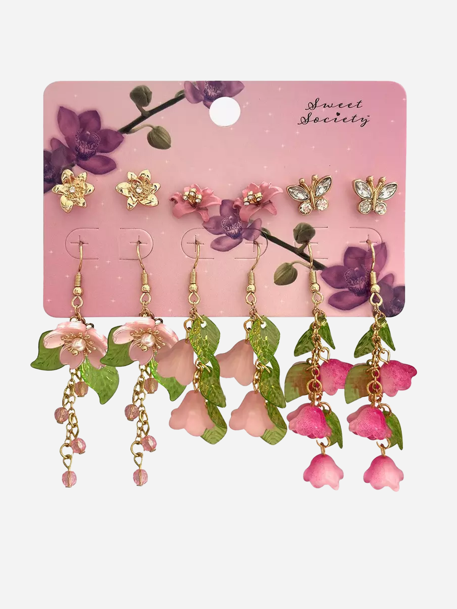 Sweet Society Pink Florals Earring Set