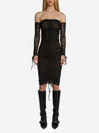 Swipe Left Mesh Midi Dress