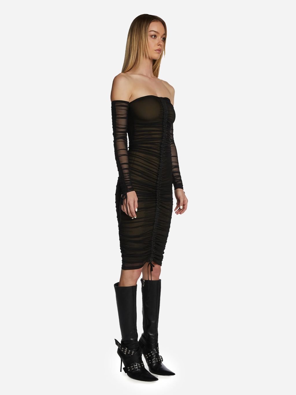 Swipe Left Mesh Midi Dress