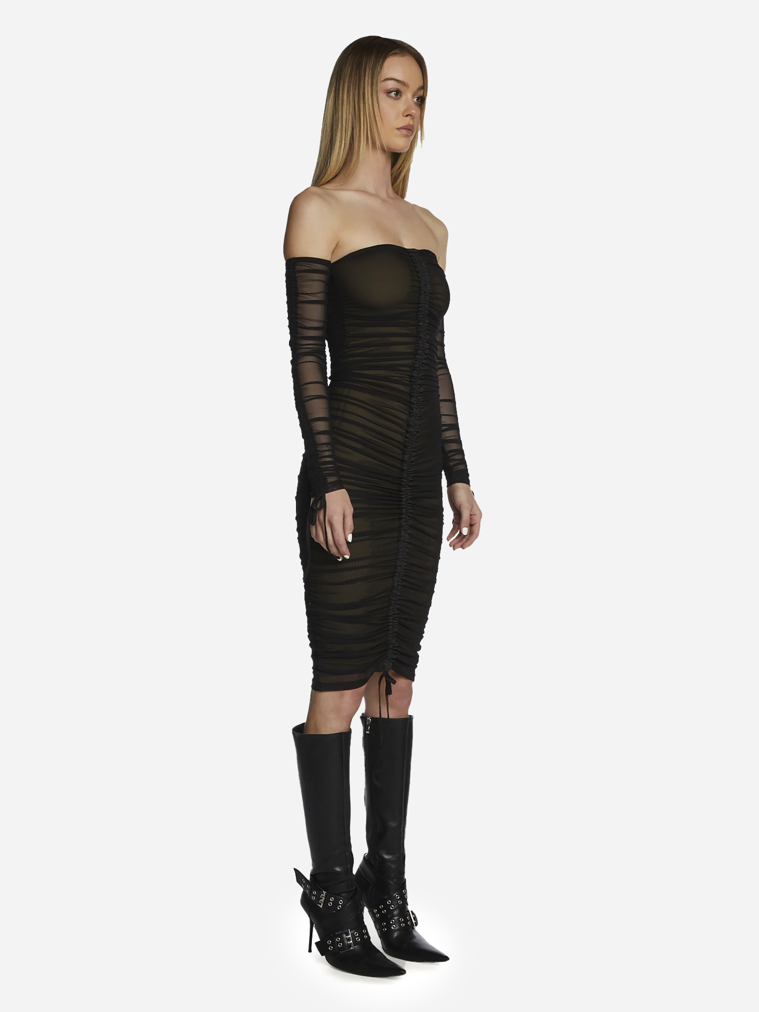 Swipe Left Mesh Midi Dress