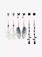Thorn & Fable Black Rose Wing Earring Set
