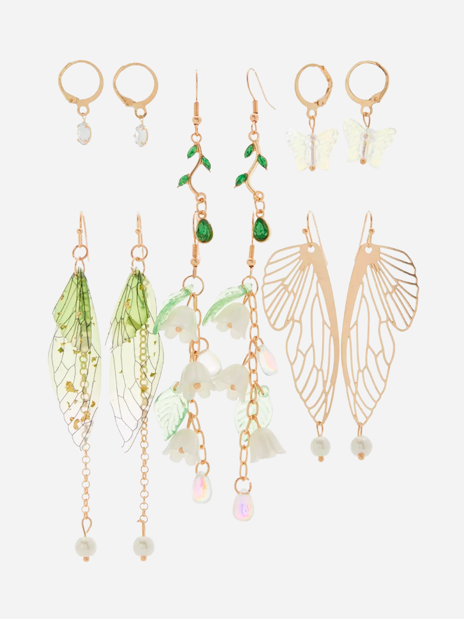 Butterfly Wing Flower Earring Set