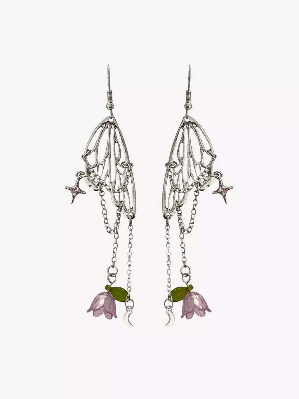 Thorn & Fable Floral Butterfly Wing Drop Earrings