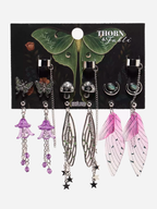 Thorn & Fable Purple Moth Wing Cuff Earring Set
