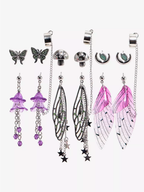 Thorn & Fable Purple Moth Wing Cuff Earring Set