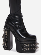 Total Bondage Stretch Spiked Platform Boots