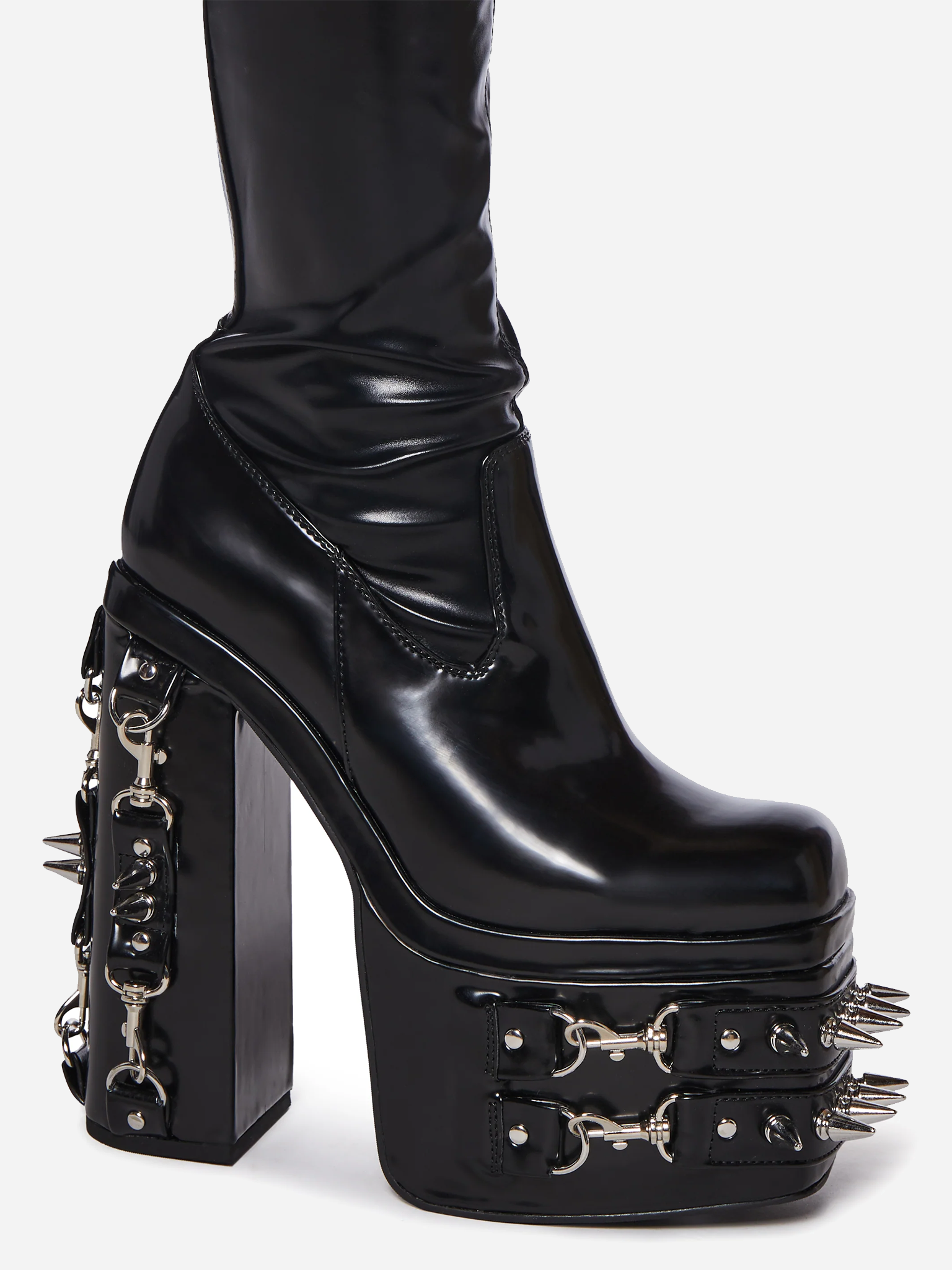 Total Bondage Stretch Spiked Platform Boots