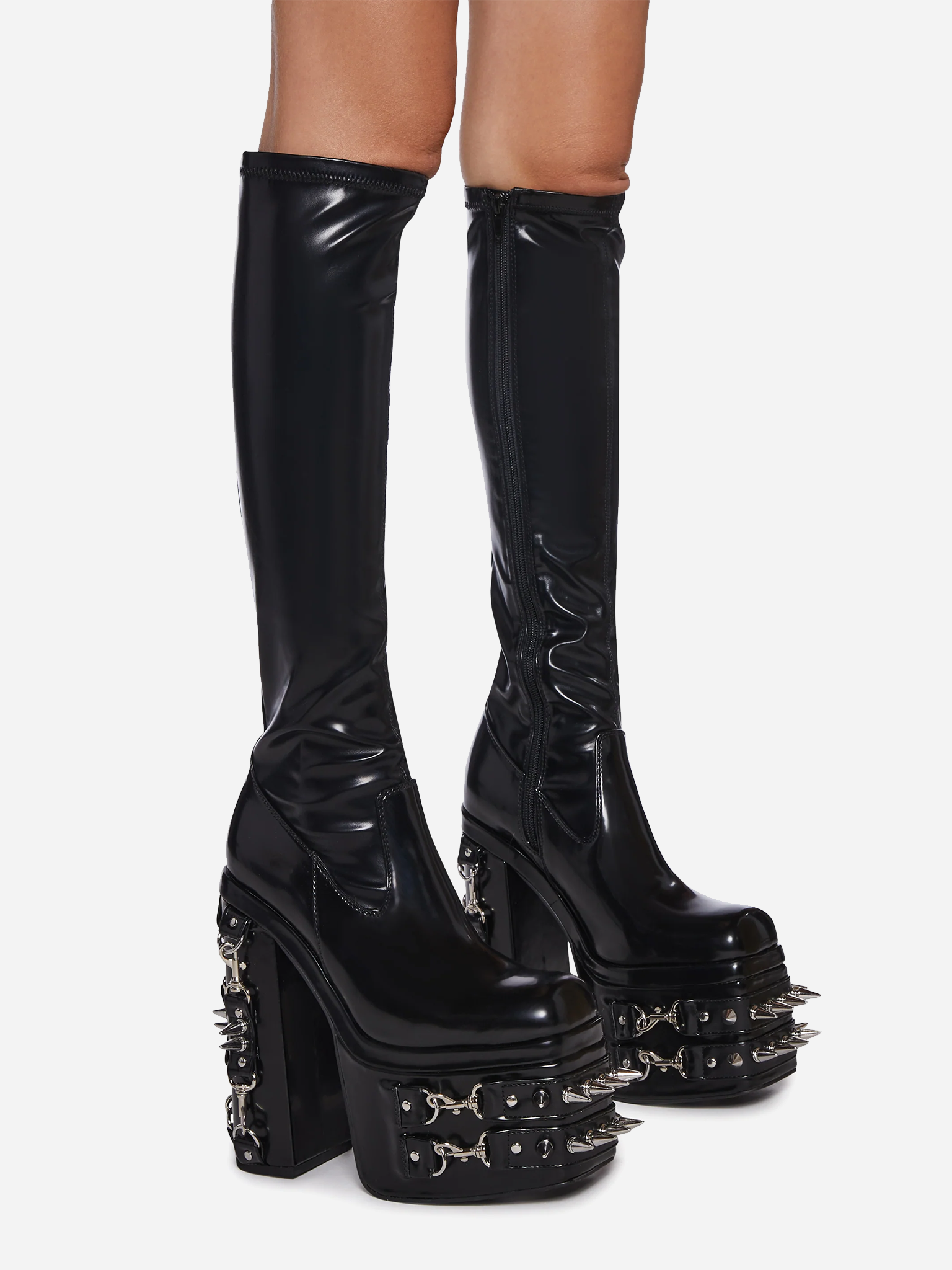 Total Bondage Stretch Spiked Platform Boots