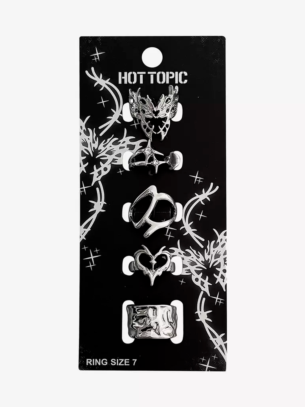 Y2K Butterfly Heart Flame Ring Set