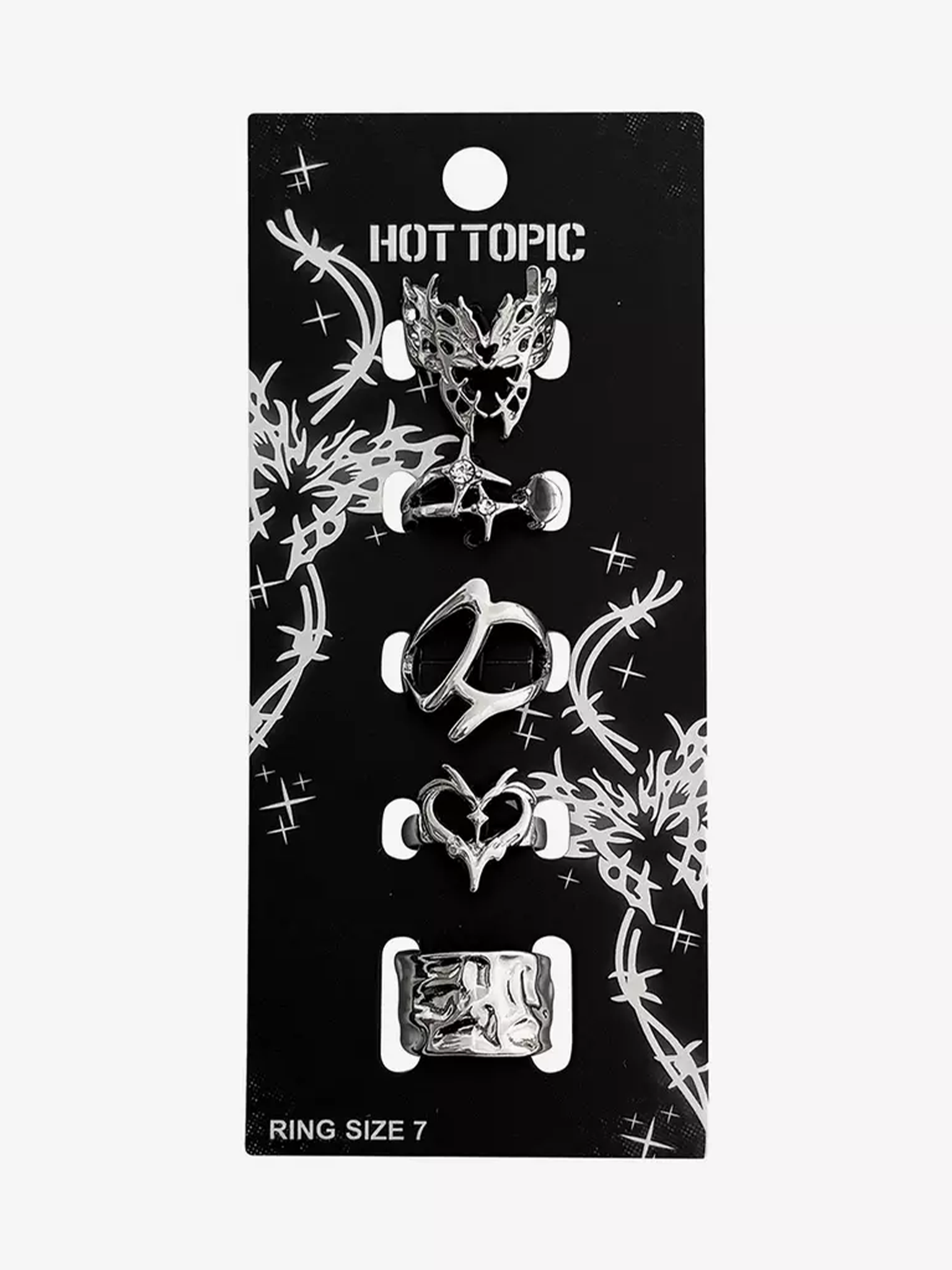 Y2K Butterfly Heart Flame Ring Set