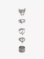 Y2K Butterfly Heart Flame Ring Set