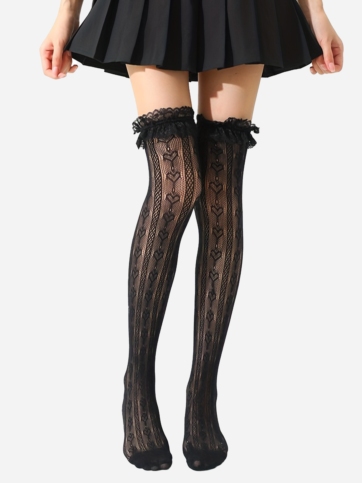Overknee Lace Socks Black