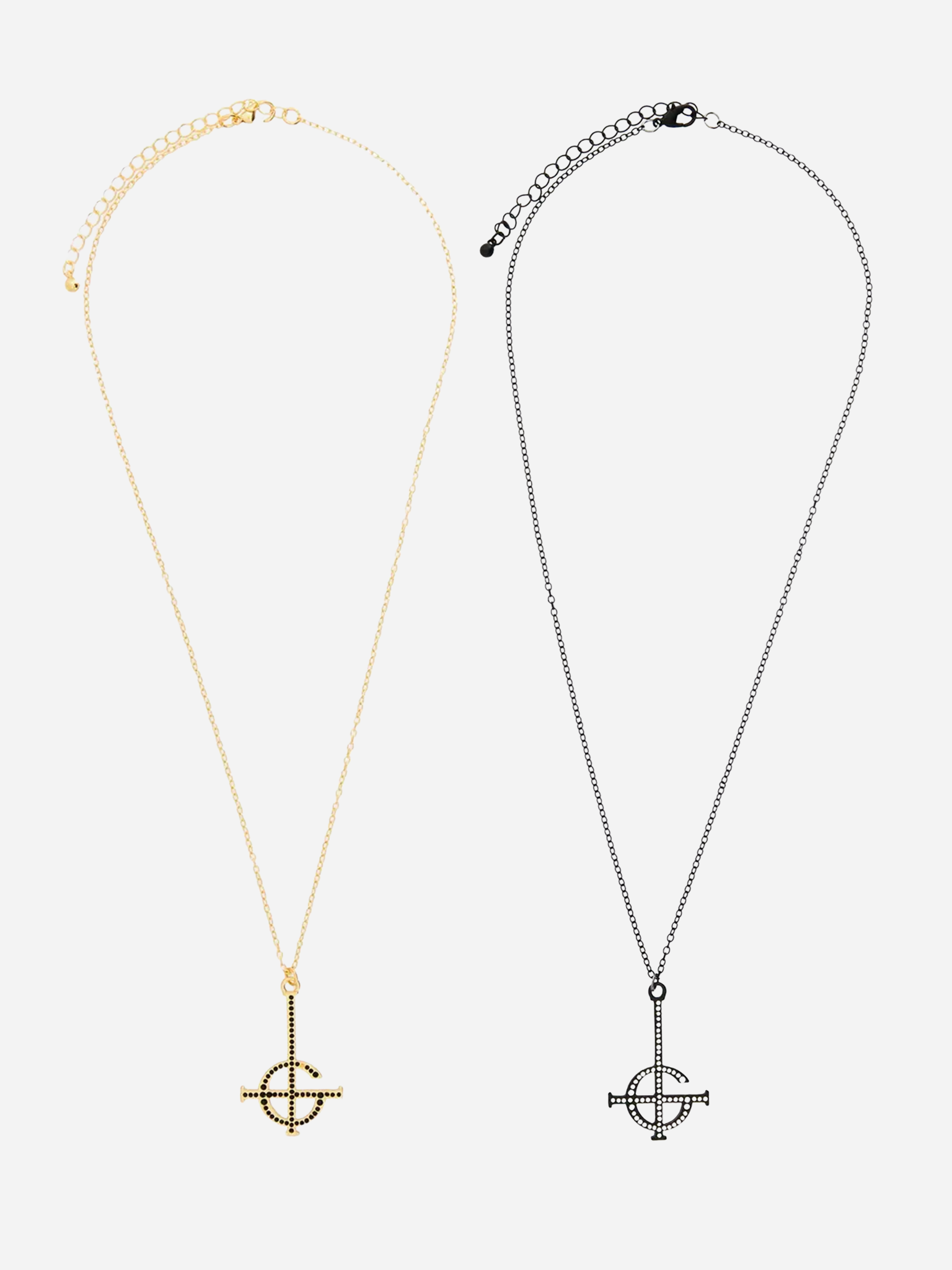 Ghost Bling Grucifix Best Friend Necklace Set