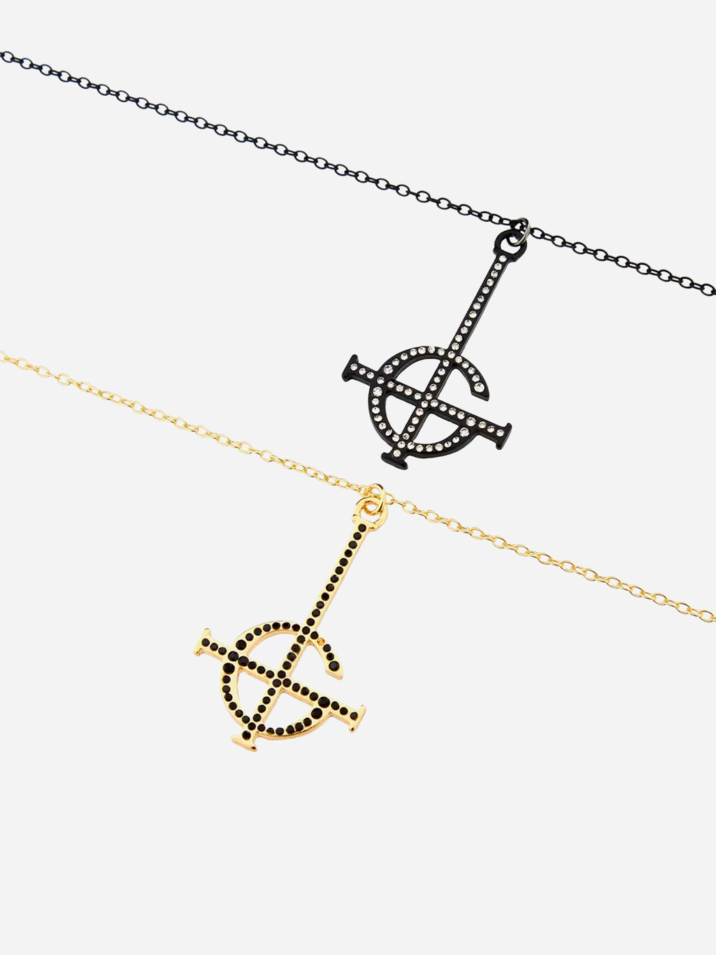 Ghost Bling Grucifix Best Friend Necklace Set