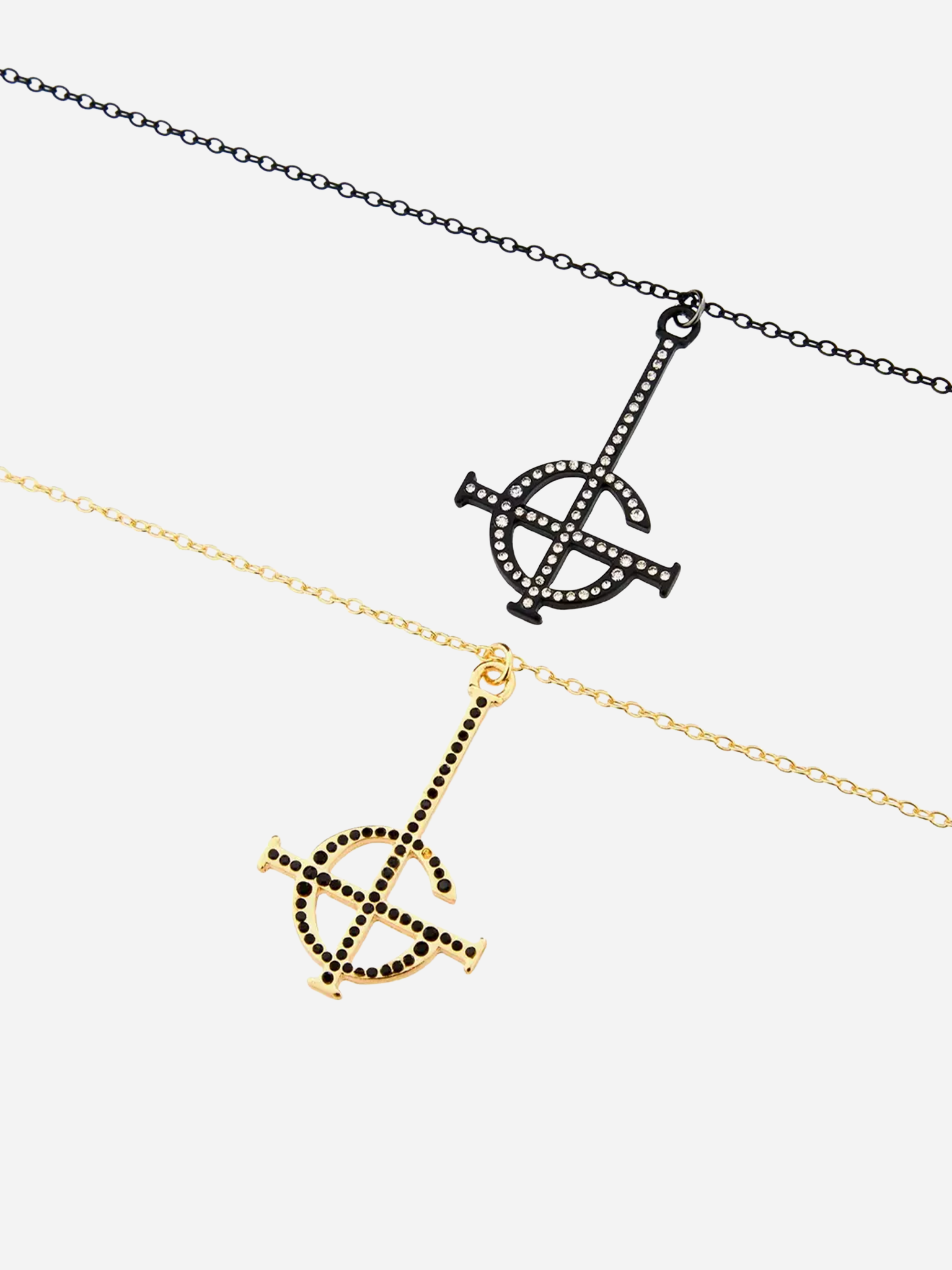 Ghost Bling Grucifix Best Friend Necklace Set