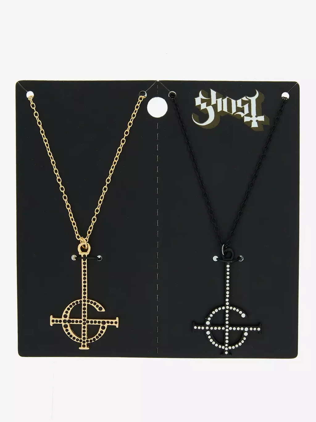 Ghost Bling Grucifix Best Friend Necklace Set