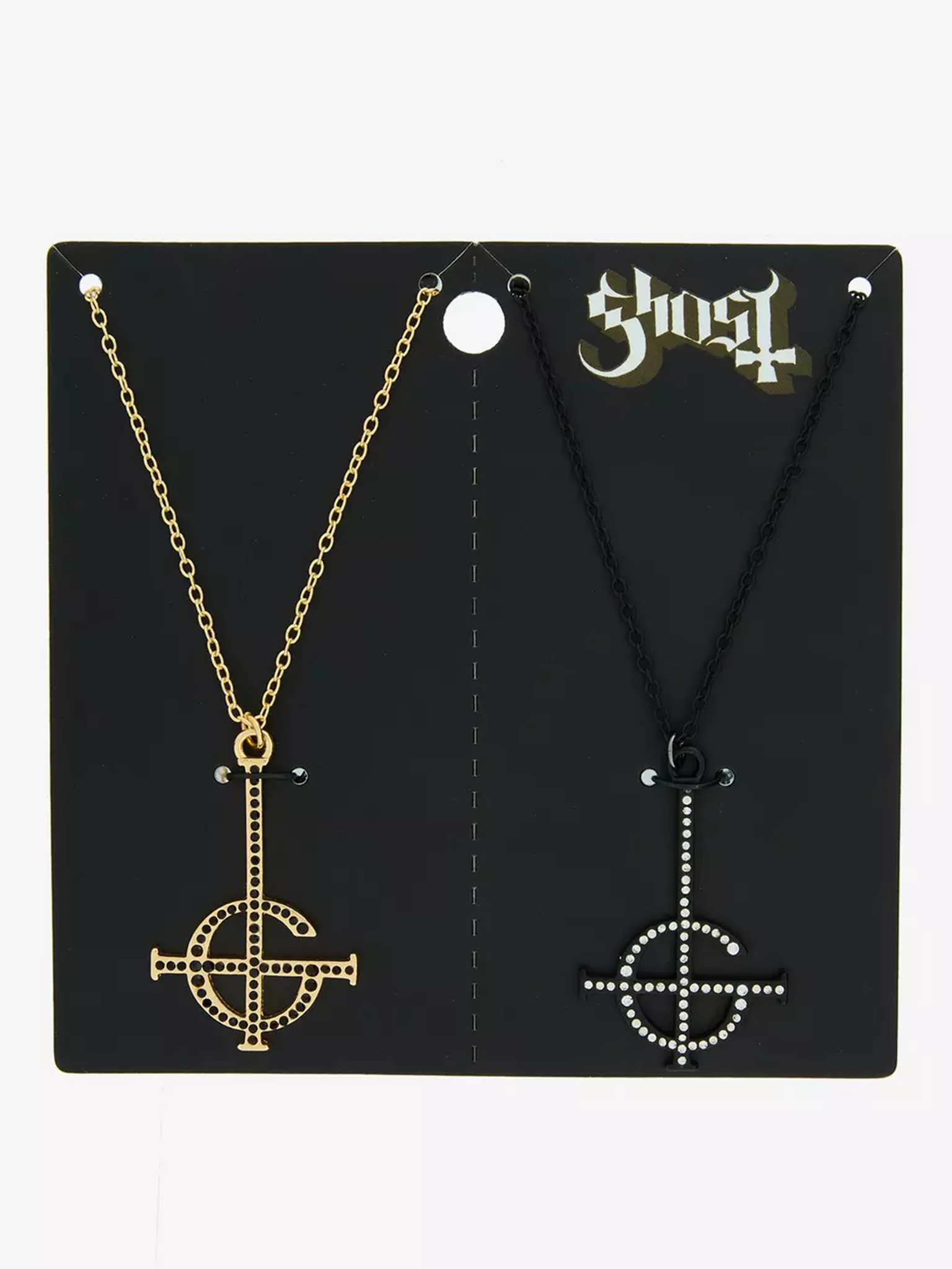 Ghost Bling Grucifix Best Friend Necklace Set